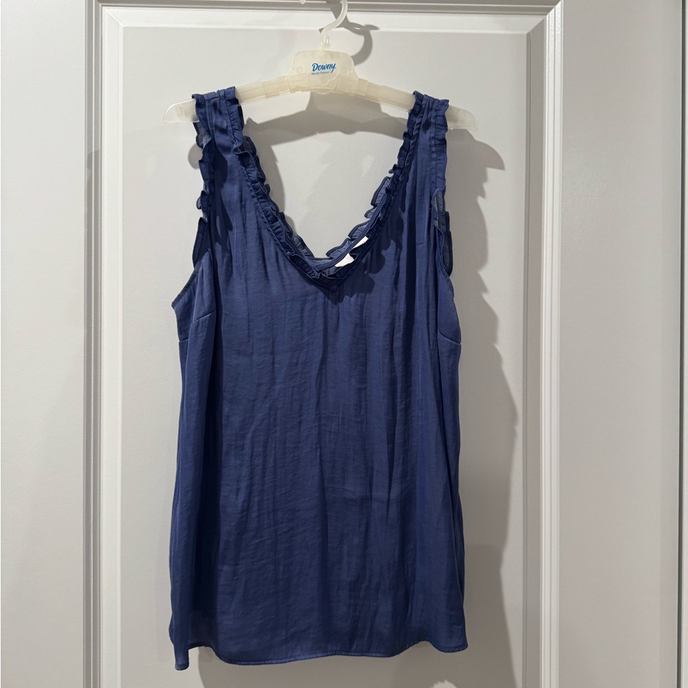 LC Lauren Conrad Frilled Indigo Tank Top